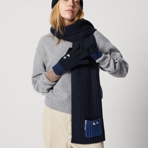 New Uniqlo x Anya Hindmarch Heattech Knitted Accessories Navy Blue - Set of 2